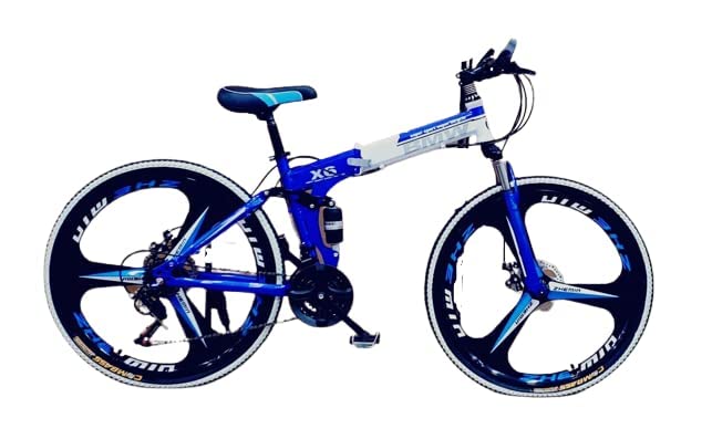 BLUE WHITE BMW 3S MULTI SPEED FOLDABLE BIKE