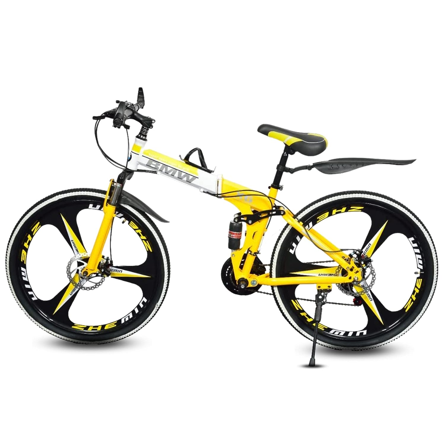 YELLOW BMW 3S MULTI SPEED FOLDABLE BIKE