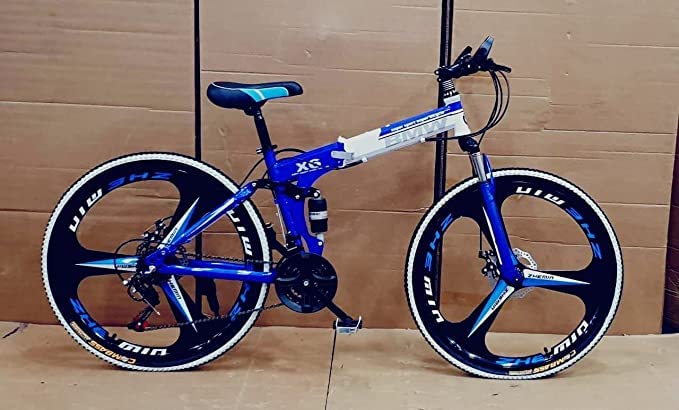 BLUE WHITE BMW 3S MULTI SPEED FOLDABLE BIKE