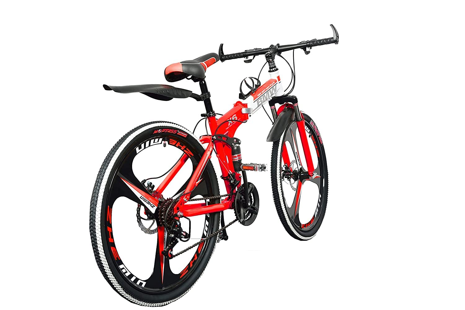 RED WHITE BMW 3S MULTI SPEED FOLDABLE BIKE