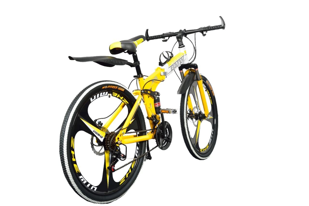 YELLOW BMW 3S MULTI SPEED FOLDABLE BIKE