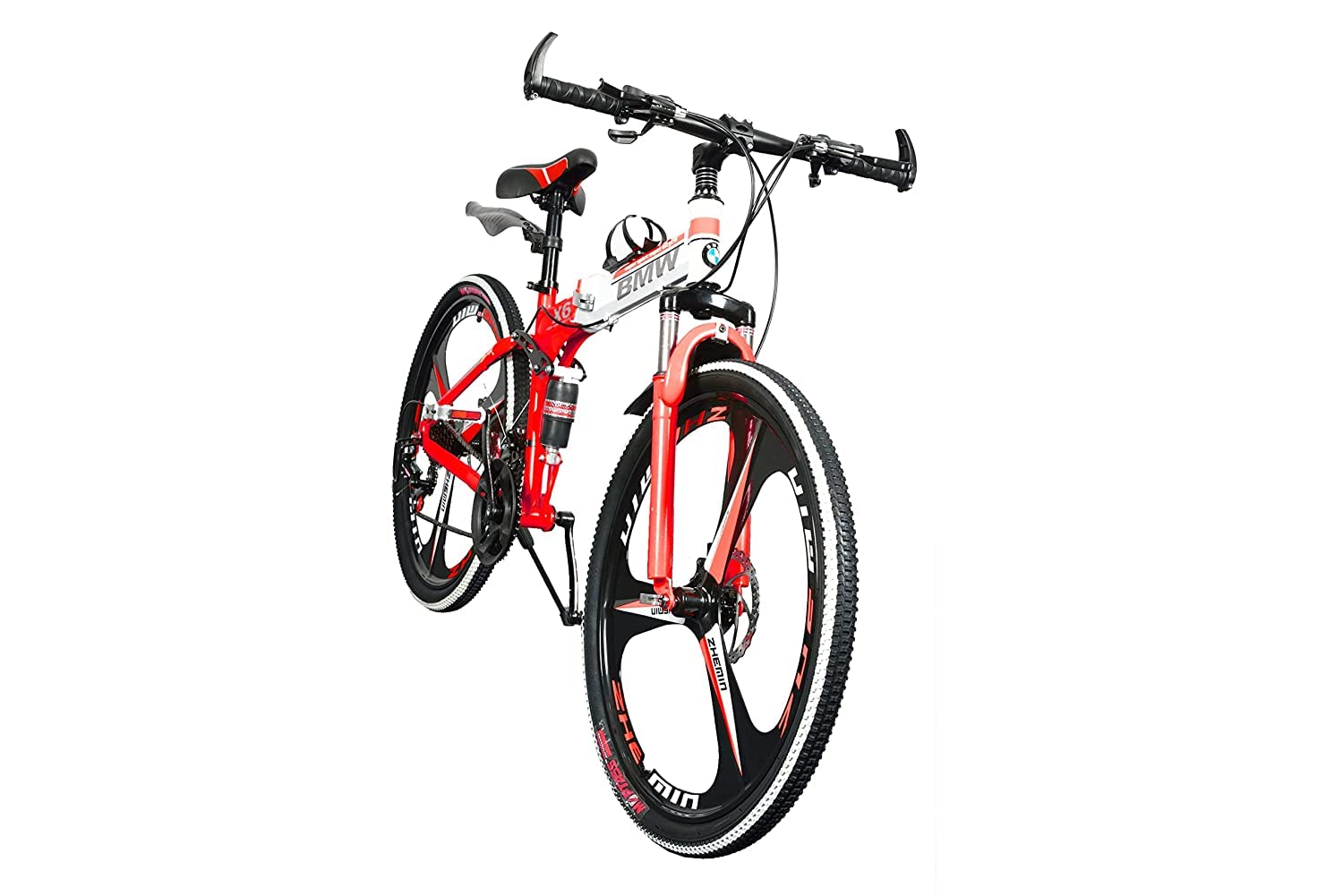 RED WHITE BMW 3S MULTI SPEED FOLDABLE BIKE