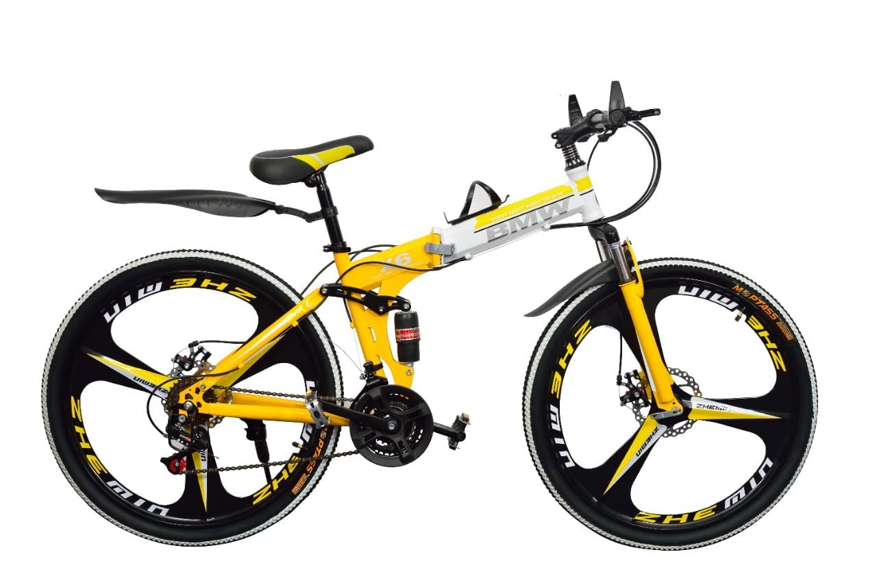 YELLOW BMW 3S MULTI SPEED FOLDABLE BIKE