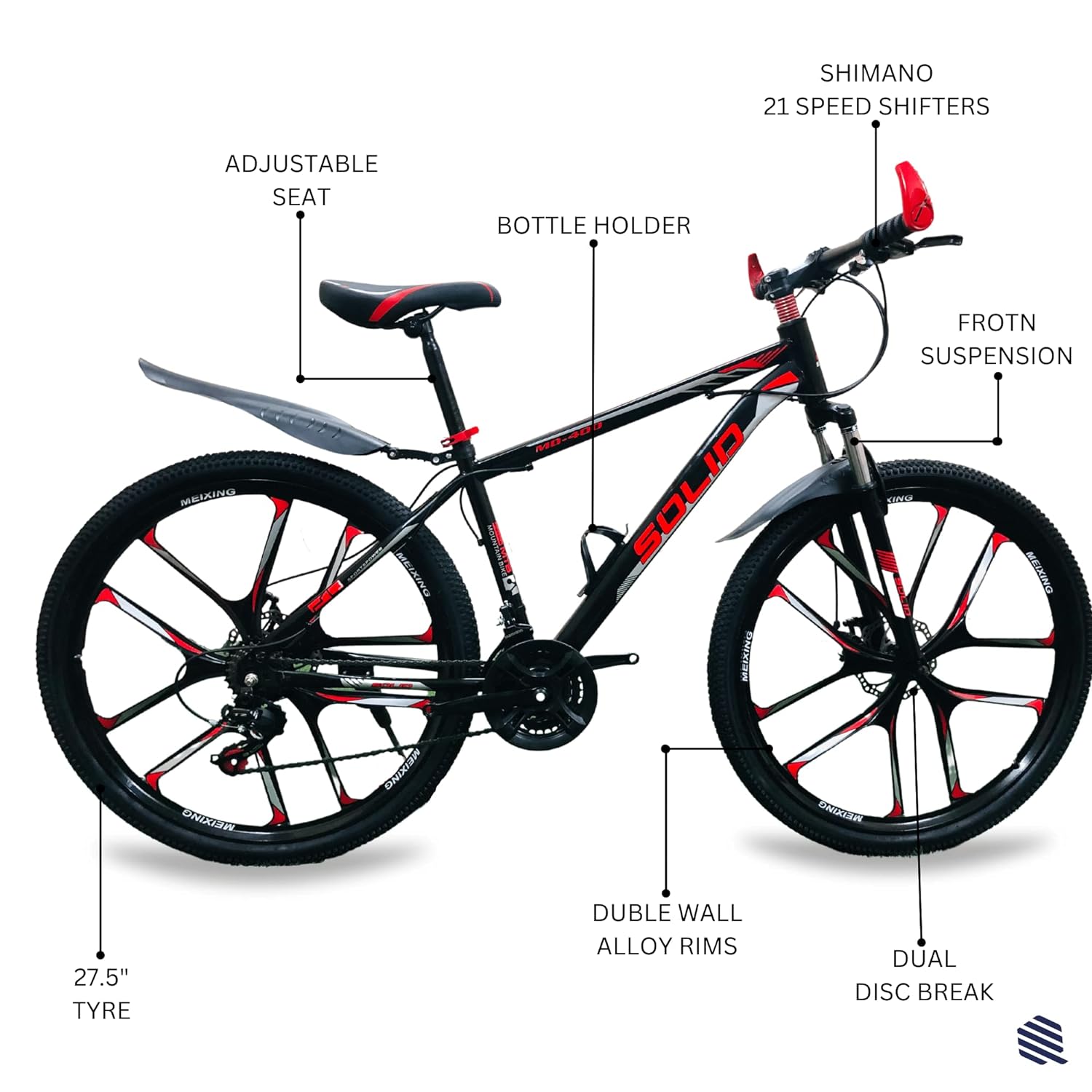 RED SOLID 10S MULTI SPEED MOUNTAIN BIKE